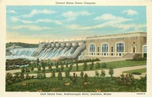 ME, Lewiston, Maine, Androscoggin River, Gulf Island Dam, Curteich No. 1A2663-N