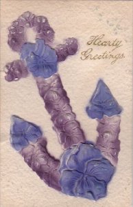 Hearty Greetings Flower Embossed Anchor