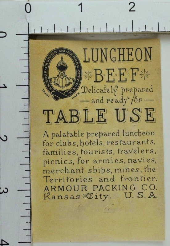 Embossed Armour Packing Co Luncheon Beef Anthropomorphic Rabbits Dancing #1 F70