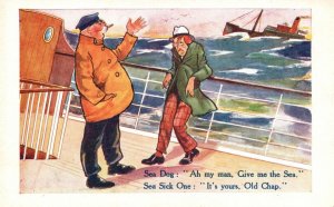 Two Old Men Talking Give Me The Sea It's Yours Comics Vintage Postcard c1910