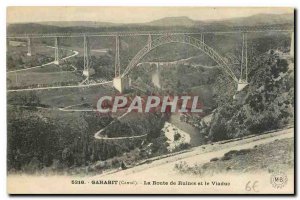 Old Postcard Garabit Cantal The Ruins Road and Viaduct