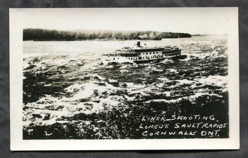 dc556 - CORNWALL Ontario 1920s Steamer Shooting Rapids Real Photo Postcard