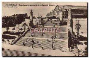 Old Postcard Marseille monumental staircase of the Gare St Charles