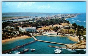 SAN JUAN, PUERTO RICO Aerial View NORMANDIE & ESCANBRON BEACH Hotels Postcard