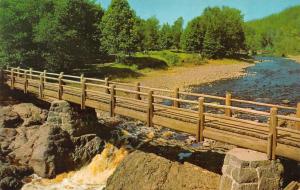 MELLEN, WI Wisconsin  RUSTIC FOOTBRIDGE~Copper Falls State Park  Chrome Postcard