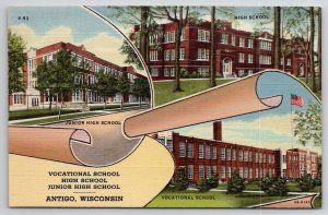 Antigo WI High School Junior and Vocational Wisconsin Postcard E28