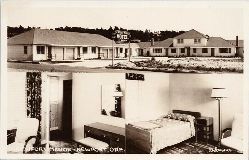 Newport Manor Newport OR Oregon Motel Unused Gilmour Real Photo Postcard F11