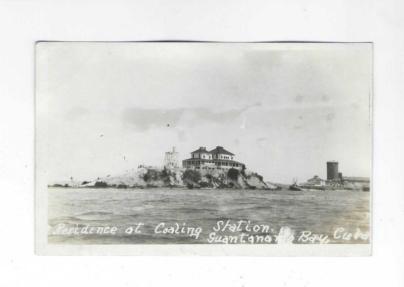 Vtg 1918-1930 AZO RPPC Coaling Station, Guantanamo Bay, Cuba Photo Postcard