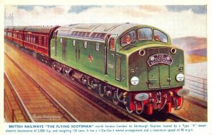 BRITISH RAILWAYS The Flying Scotsman Diesel Train UK c1940s Vintage Postcard
