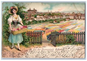 Erfurt Thuringia Germany Postcard Greetings from Blumenstadt Flower Farm 1902