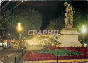 Modern Postcard Beziers (Herault) The Statue Paul Riquet and the Allees night
