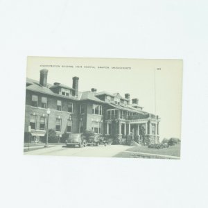 RPPC real photo administration building State Hospital Grafton MA c1930-40s cars