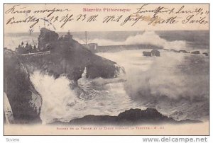 Biarritz Pittoresque, Rocher de la Vierge et la Digue Pendant la Tempete, Pyr...