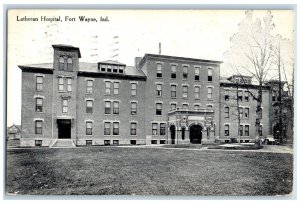 1910 Lutheran Hospital Building Facade Entrance Fort Wayne Indiana IN Postcard