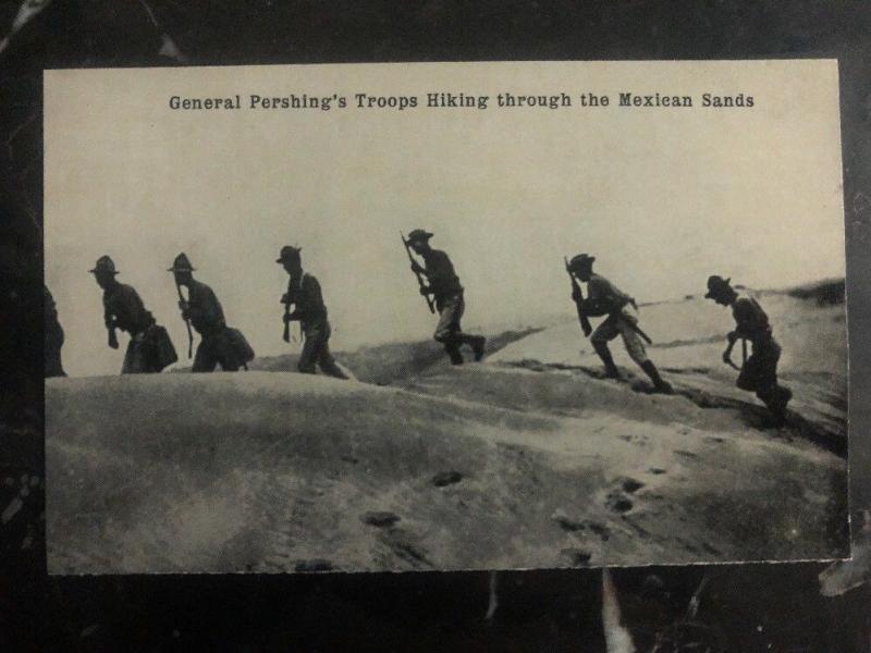 Mint USA RPPC Postcard General Pershings Troops Hiking The Mexican Sands