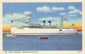CITY OF PETOSKEY Michigan State Ferry c1940s Vintage Postcard