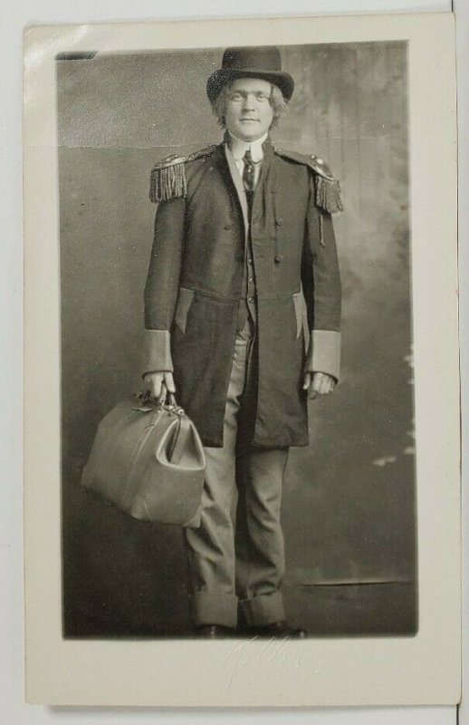 Beresford SD RPPC Unique Man in Uniform Style Jacket Dr Bag Rppc Postcard N16