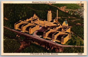 Vtg Montreal Canada Montreal University Aerial View 1930s Linen Old Postcard