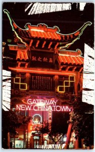 Postcard - Chinatown At Night - Los Angeles, California