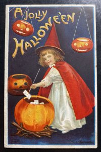 Mint Usa Picture Postcard Cover A Jolly Halloween Little Witch