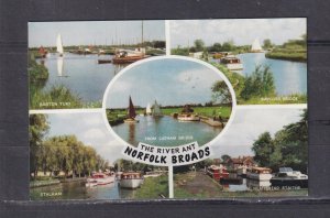 GREAT BRITAIN, NORFOLK BROADS, RIVER ANT, c1970 composite ppc., 5 views, unused