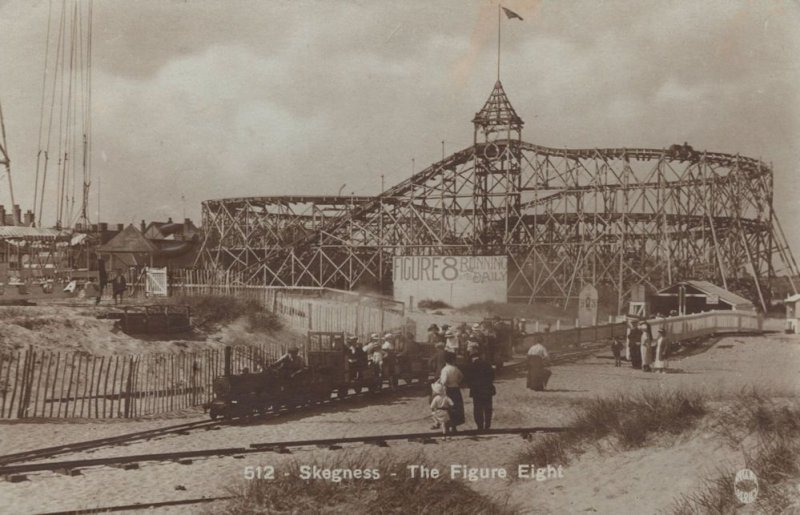 Skegness Figure Eight Big Dipper Theme Park Old 1920s Postcard