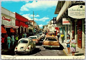 Dronningens Gade Main Street St, Thomas Virgin Islands VW Bug Cars Postcard