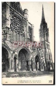 Postcard Old Cathedral of Chartres The Portil North and New Tower
