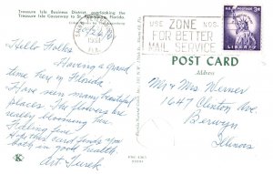 Treasure Isle Business District Florida Postcard Posted 1961