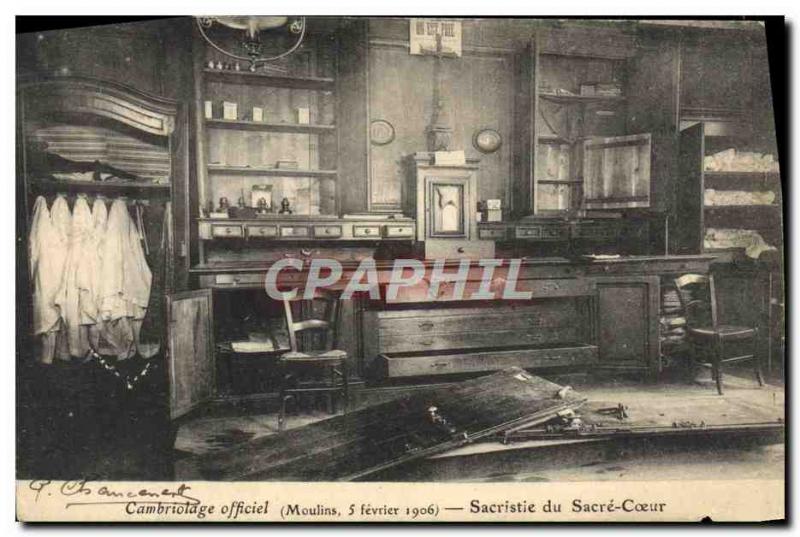 Old Postcard Official Burglary Mills February 1906 Sacristy of the Sacre Coeur