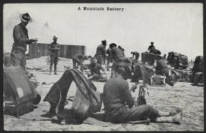 A Mountain Battery Soldiers Assembling Guns Unused c1910s