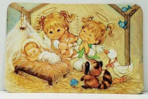 Children Nativity Hope Your Christmas is Just Heavenly Postcard J10