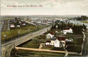 Fort William Ontario ON Birdseye Unused Postcard E65