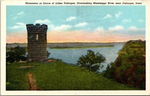 Iowa Monument At Grave Of Julien Dubuque Overlooking Mississippi River Curteich