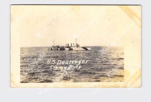 RPPC REAL PHOTO POSTCARD U.S. DESTROYER CONVOY DUTY CAMOUFLAGE