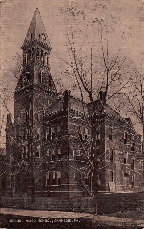 Postcard Second Ward School Carnegie PA