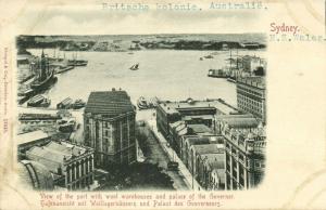 australia, SYDNEY, Port Scene with Wool Warehouses, Governor's Palace (1899)