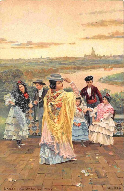 Bailes Andaluces Tango Dance Sevilla Seville Spain 1905c postcard