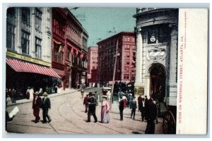 Atlanta Georgia GA Postcard Scene On Whitehall Street Buildings Stores 1950