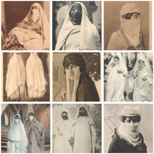 Lot of 9 vintage postcards oriental veiled women ethnic types