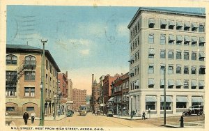 Postcard Early View of Mill Street  from High Street in Akron, OH.  .  Y9