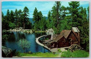 Beautiful Cedar Lake  Rim O'World Highway California CA UNP Chrome Postcard C16