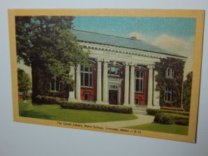 Vintage 1940s BATES COLLEGE CORAM LIBRARY Lewiston Maine Postcard