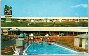1957 Village Motor Lodge Wilson North Carolina NC Swimming Pool Posted Postcard
