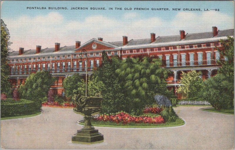 Postcard Pontalba Building Jackson Square Old French Quarter New Orleans LA