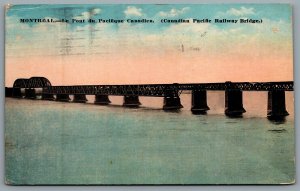 Postcard Montreal Quebec c1919 Canadian Pacific Railway Bridge St Lawrence River