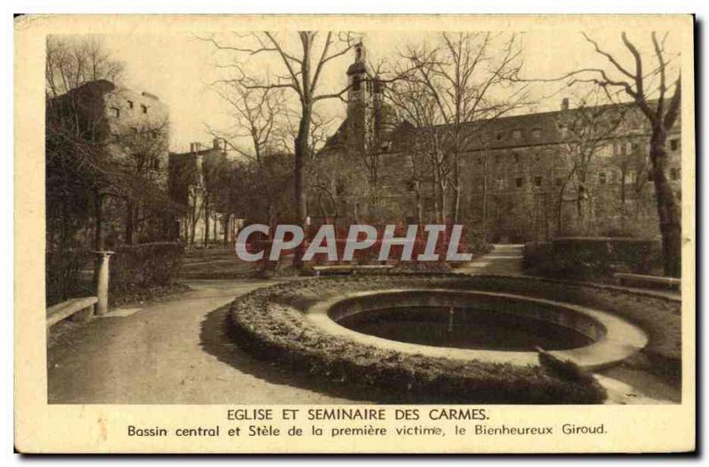 Old Postcard Church and Carmelite Seminary Central Basin and Stele of the fir...