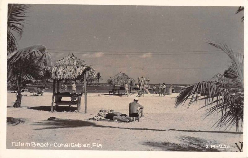 Coral Gables Florida Tahiti Beach People Real Photo Postcard AA12308