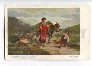 262750 ITALY Going to market DONKEY by BORZINO Vintage PC