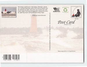 Postcard Manistique Lighthouse in Manistique Michigan USA